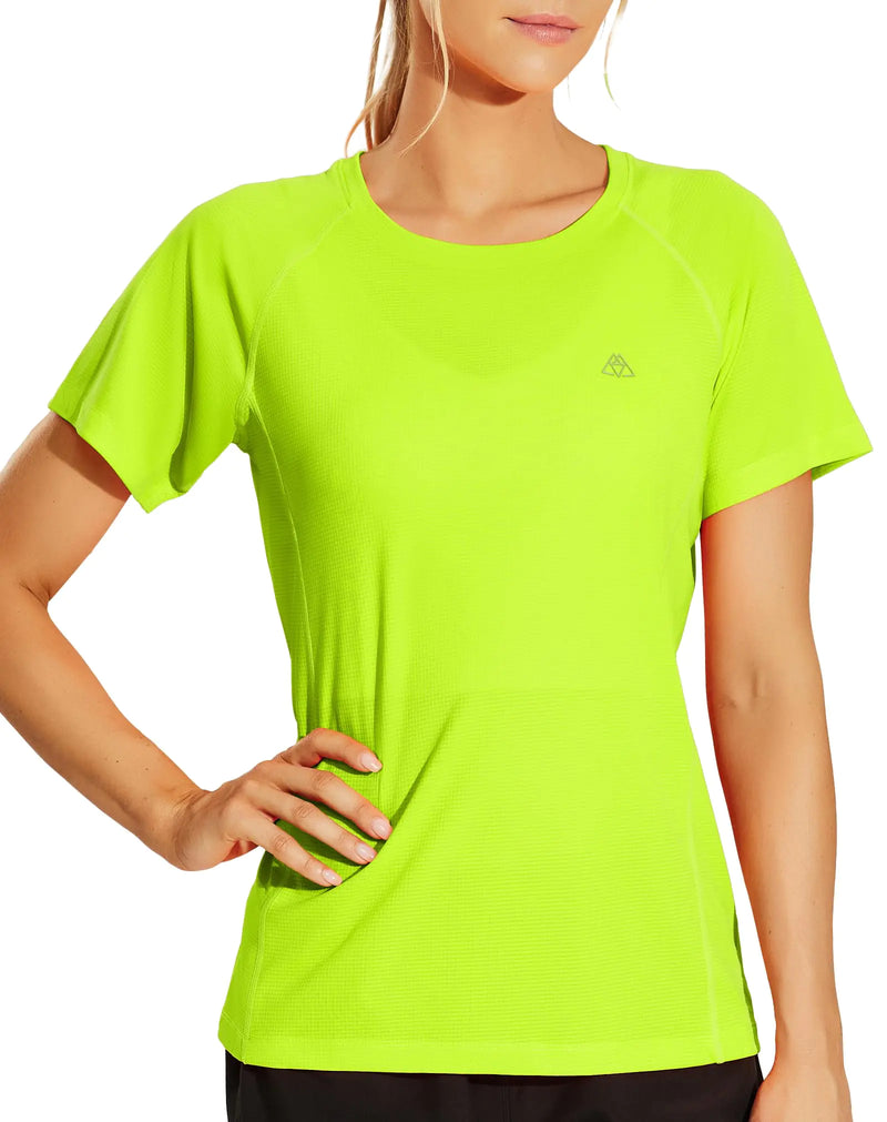 Haimont Women’s Neon Yellow Short Sleeve Workout T-Shirt